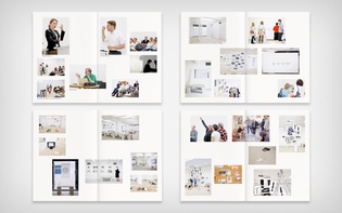 Four spreads from the publication’s insert, showcasing the speakers and the exhibition