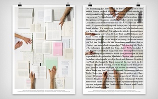 Third of three basic motifs (left), the symposium’s abstract sreenprinted on one of the posters