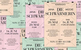 Posters and a brochure for artist Jana Mücke’s exhibition “Die Schwärmerin.”