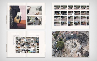 Four spreads showcasing artists’ contributions